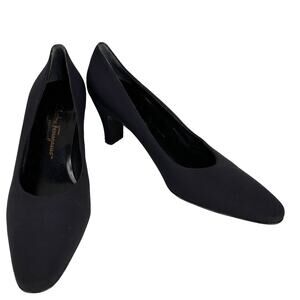 Salvatore Ferragamo Boutique Black Pumps  Fabric 10AA 3" Heels